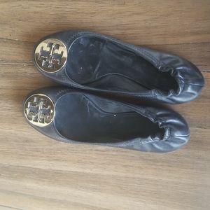 Tory Burch Minnie Flats, Black, Size 9.5M